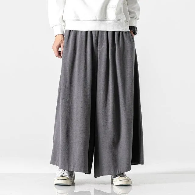 Neo Japan Samurai Hakama Style Plain Skirt Pants