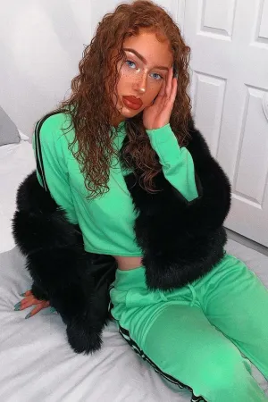 Neon Green Stripe Side Crop Tracksuit - Misha