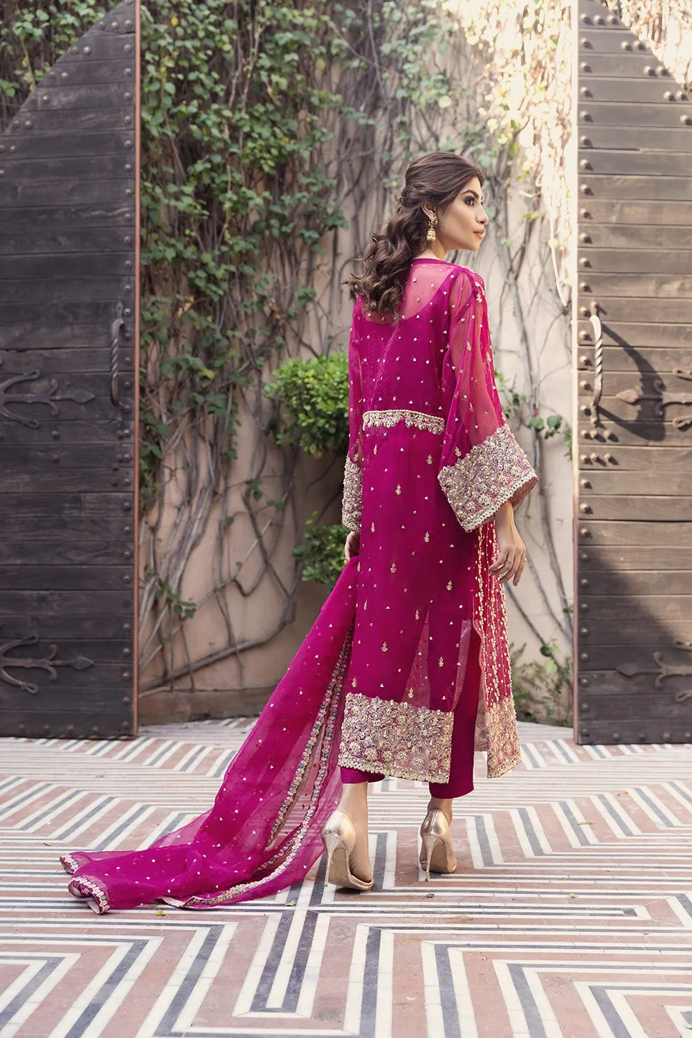 Net Pink Salwar Kameez Pakistani Wedding Dresses