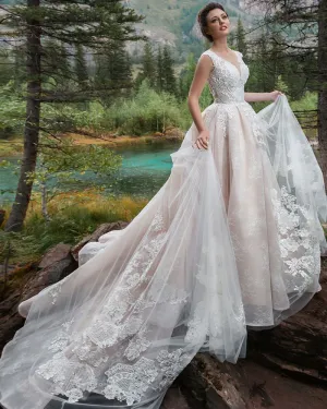 New Arrivals Beading Appliques Lace Wedding Dress Vestidos De Novia Renda  Elegant Bridal Gowns Plus Size