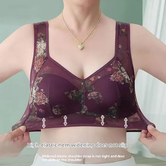 NEW LexTex Ellebloom - Ice Silk Lace Cooling Comfort Bra, Anti-Sagging Wire-Free Bra, Comfort Soft Bra, Lift Bra Women, Fits Like a XL/XXL, Beige