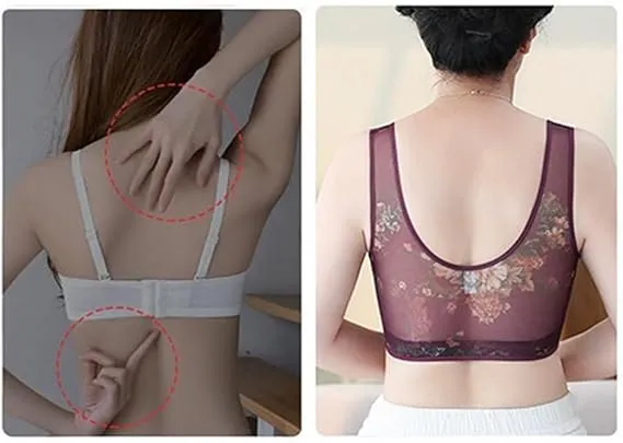 NEW LexTex Ellebloom - Ice Silk Lace Cooling Comfort Bra, Anti-Sagging Wire-Free Bra, Comfort Soft Bra, Lift Bra Women, Fits Like a XL/XXL, Beige