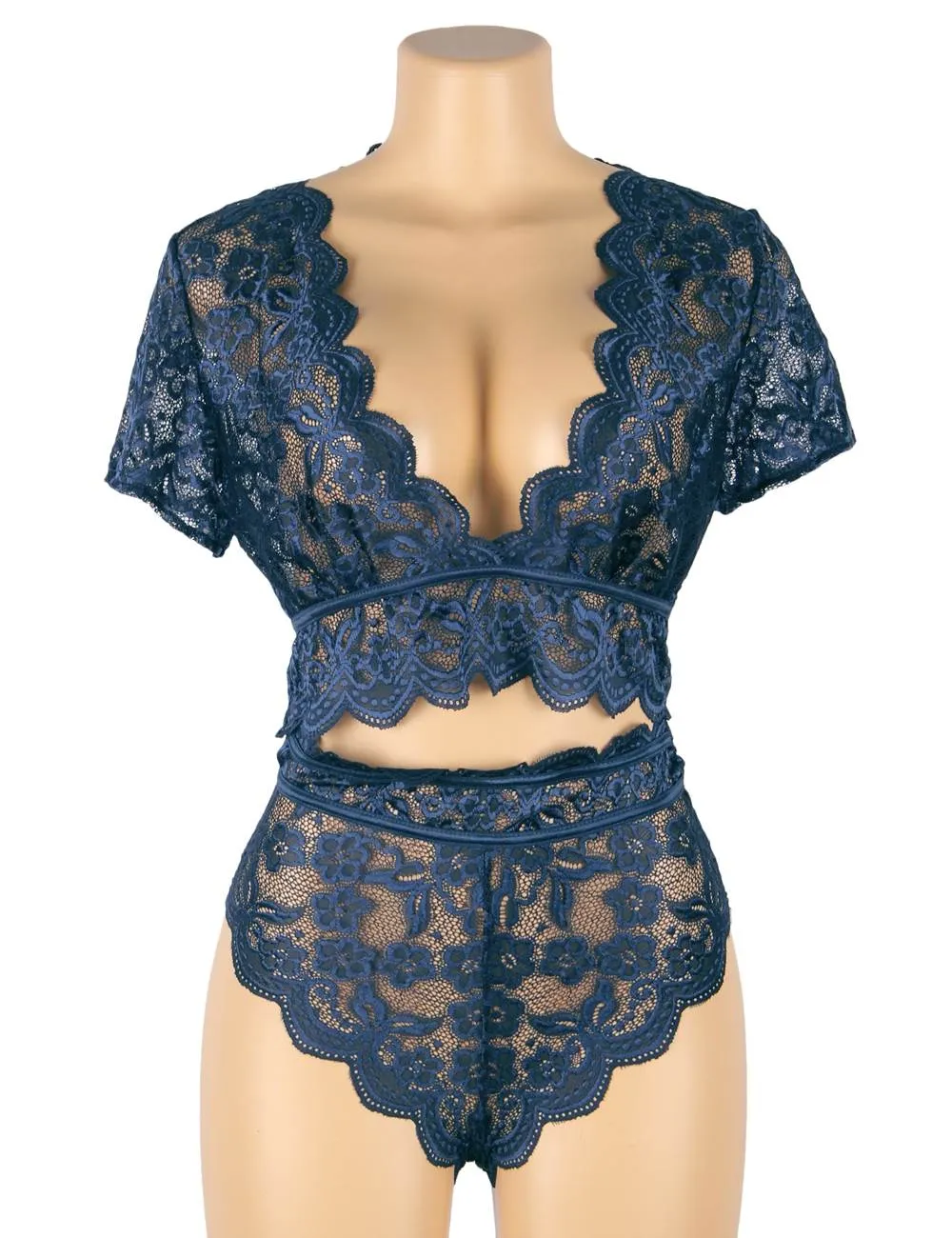 New Naughty Sexy Girls High Waist Black Full Lace Bra Panty Underwear