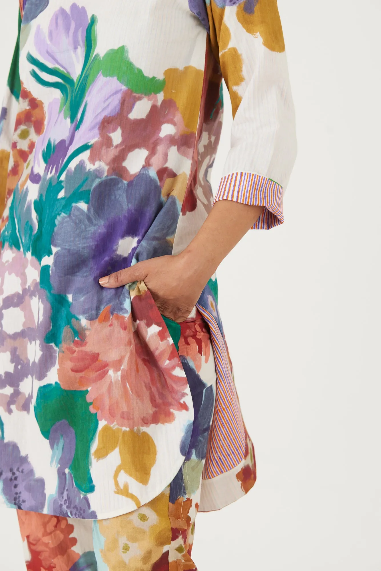 New Season Fall 24/Summer 25-Coord Set-Mulmul-Farah White-YAMLS09-Fashion Edit Yam