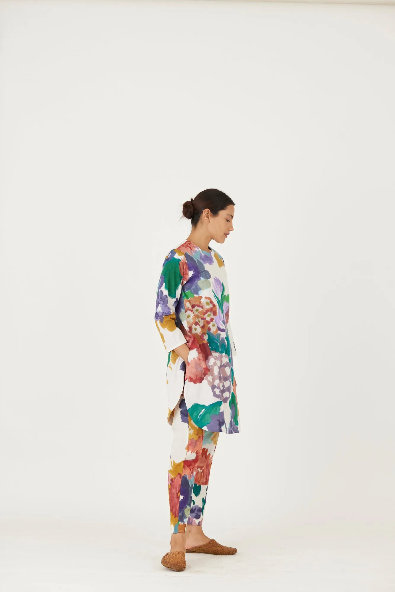New Season Fall 24/Summer 25-Coord Set-Mulmul-Farah White-YAMLS09-Fashion Edit Yam