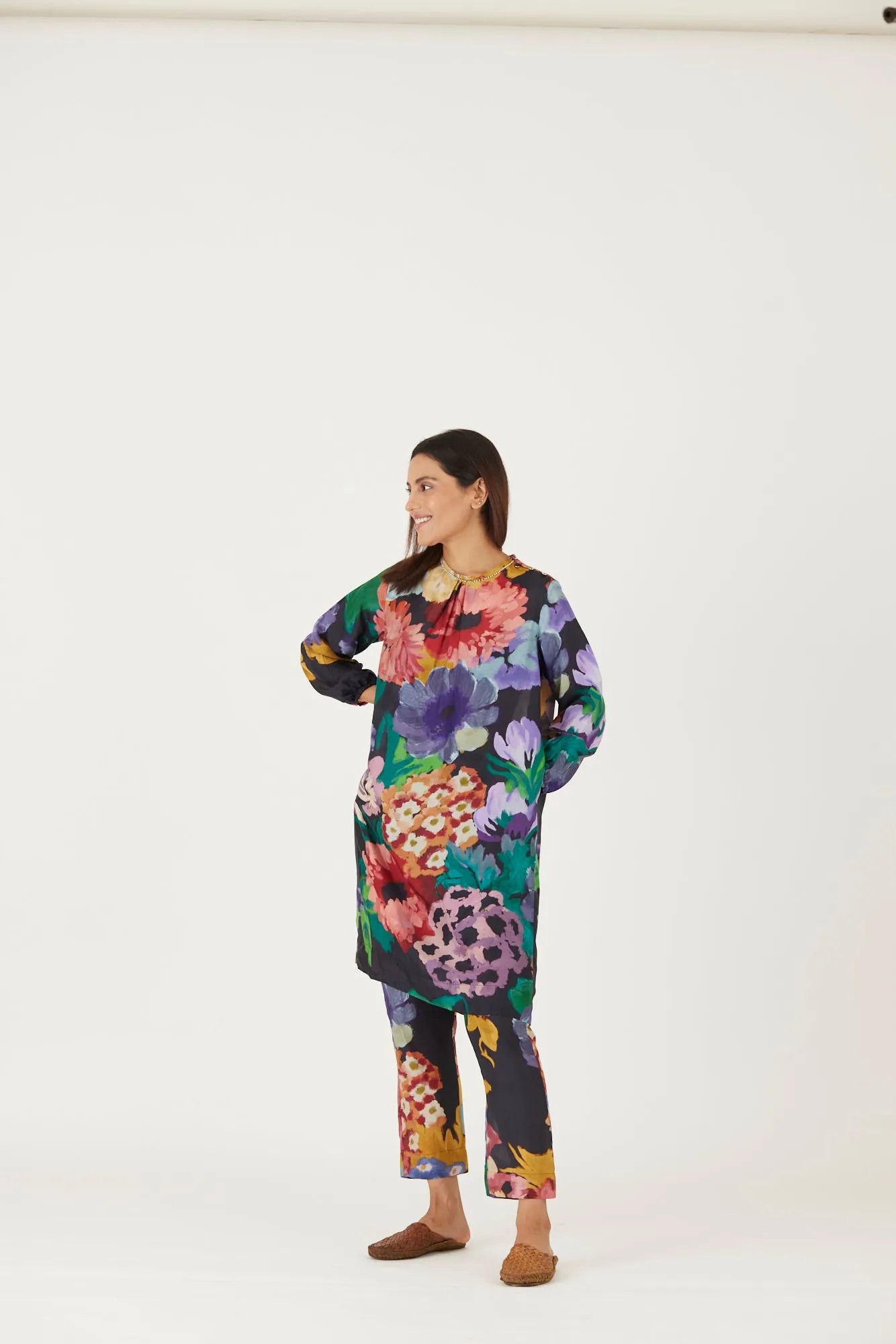 New Season Fall 24/Summer 25-Coord Set-Silk-Farah Black-YAMLS01-Fashion Edit Yam