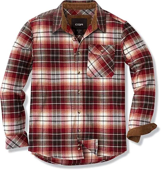 New with tags! CQR Men's All Cotton Flannel Shirt, Long Sleeve Casual Button Up Plaid Shirt, Brushed Soft. Sz S!