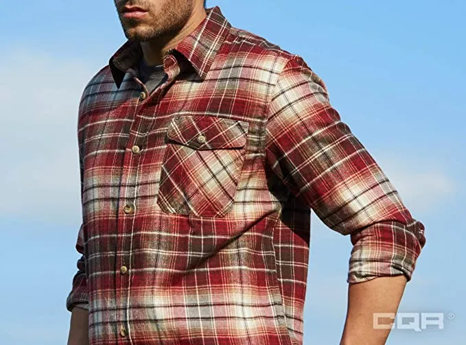 New with tags! CQR Men's All Cotton Flannel Shirt, Long Sleeve Casual Button Up Plaid Shirt, Brushed Soft. Sz S!