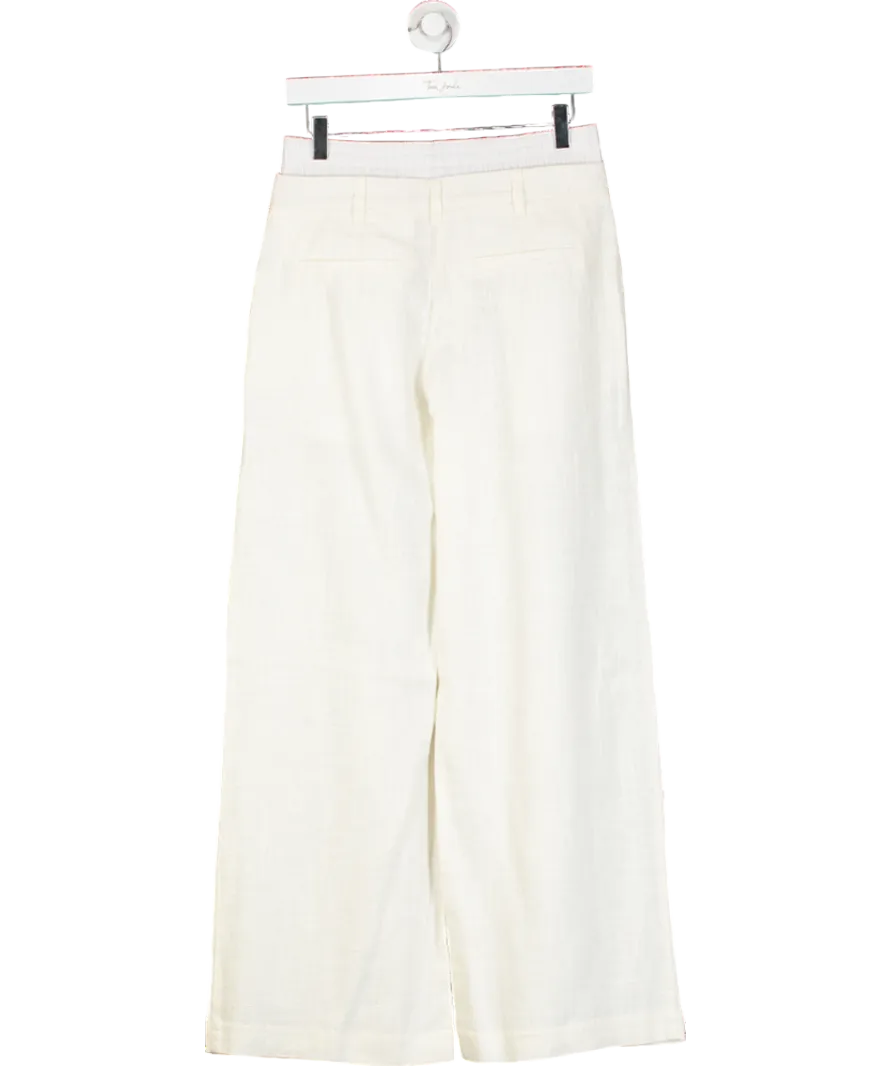 Next Cream Double Waistband Linen Blend Trousers UK 8