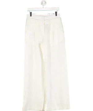 Next Cream Double Waistband Linen Blend Trousers UK 8