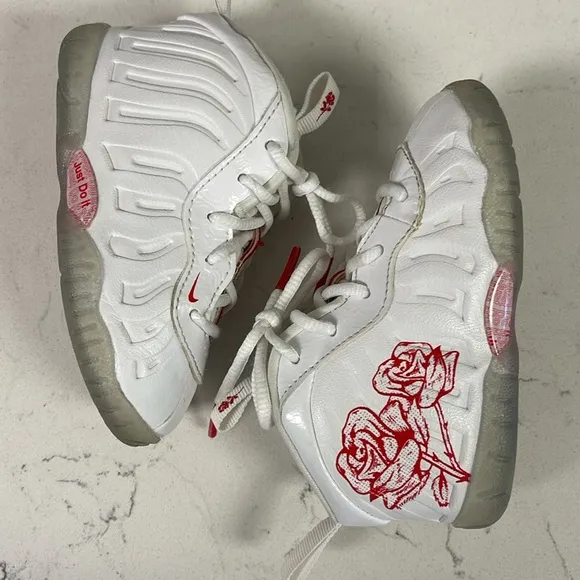 Nike Little Posite One &quot;Roses&quot; Toddler 6C White Red CV8918–100