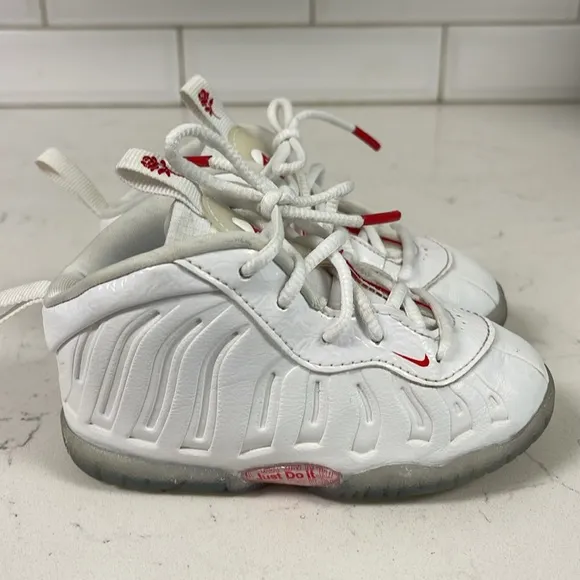Nike Little Posite One &quot;Roses&quot; Toddler 6C White Red CV8918–100