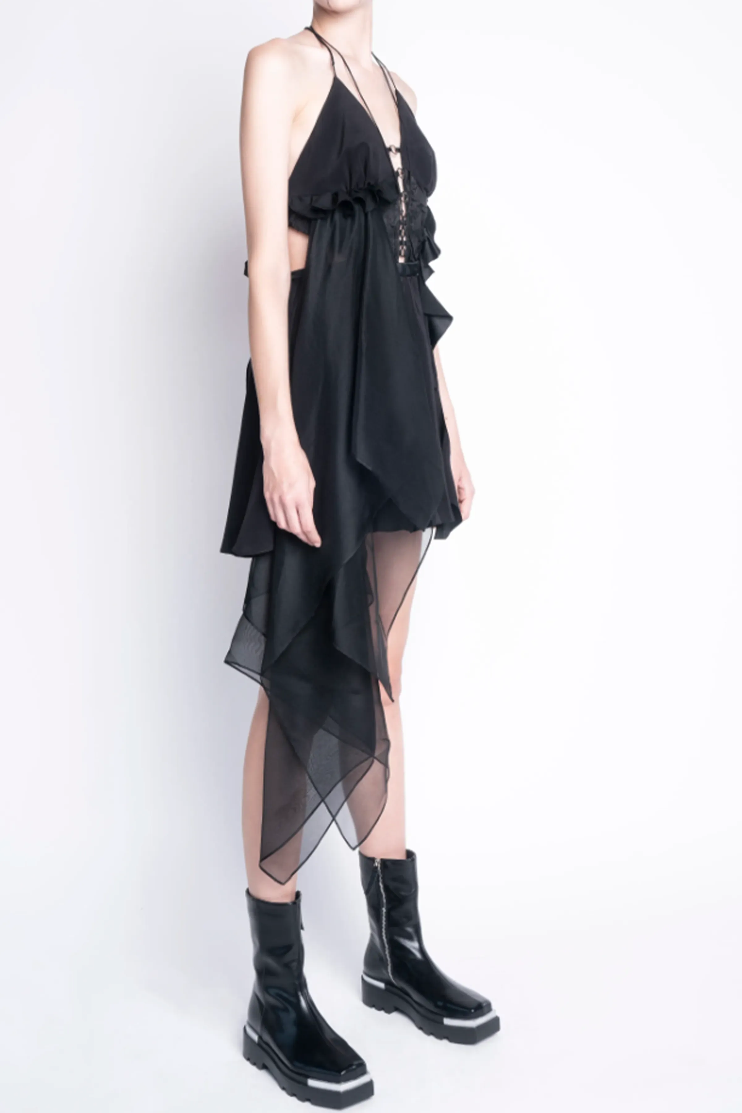 NOT TO BE REPRODUCED CUTOUT OPEN-BACK ASYMMETRIC MINI DRESS