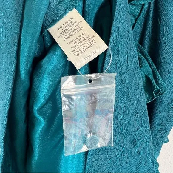 NWOT Rebecca Taylor Teal Green Lace Tiered Ruffle Halter Mini Dress