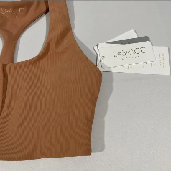 NWT L Space [ XS‎ ] Underdog Ribbed Racerback Crop Top Bra in Putty