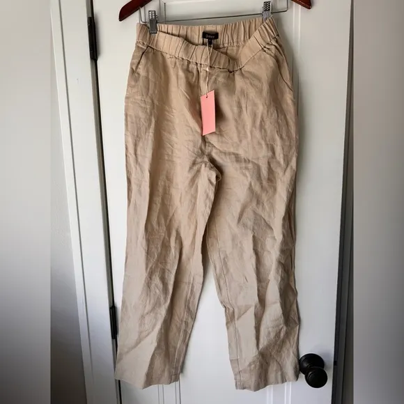 NWT Quince 100% European Linen Pajama Set Washed Beige Pants Small