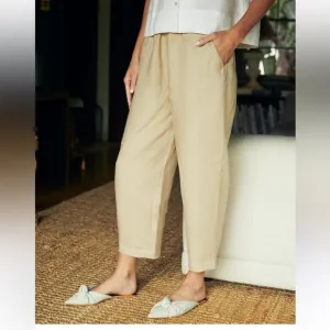 NWT Quince 100% European Linen Pajama Set Washed Beige Pants Small