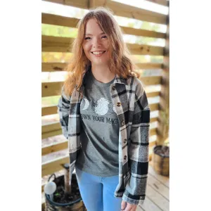 OBX brand Plaid Flannel Jacket Shacket in Black and Pink