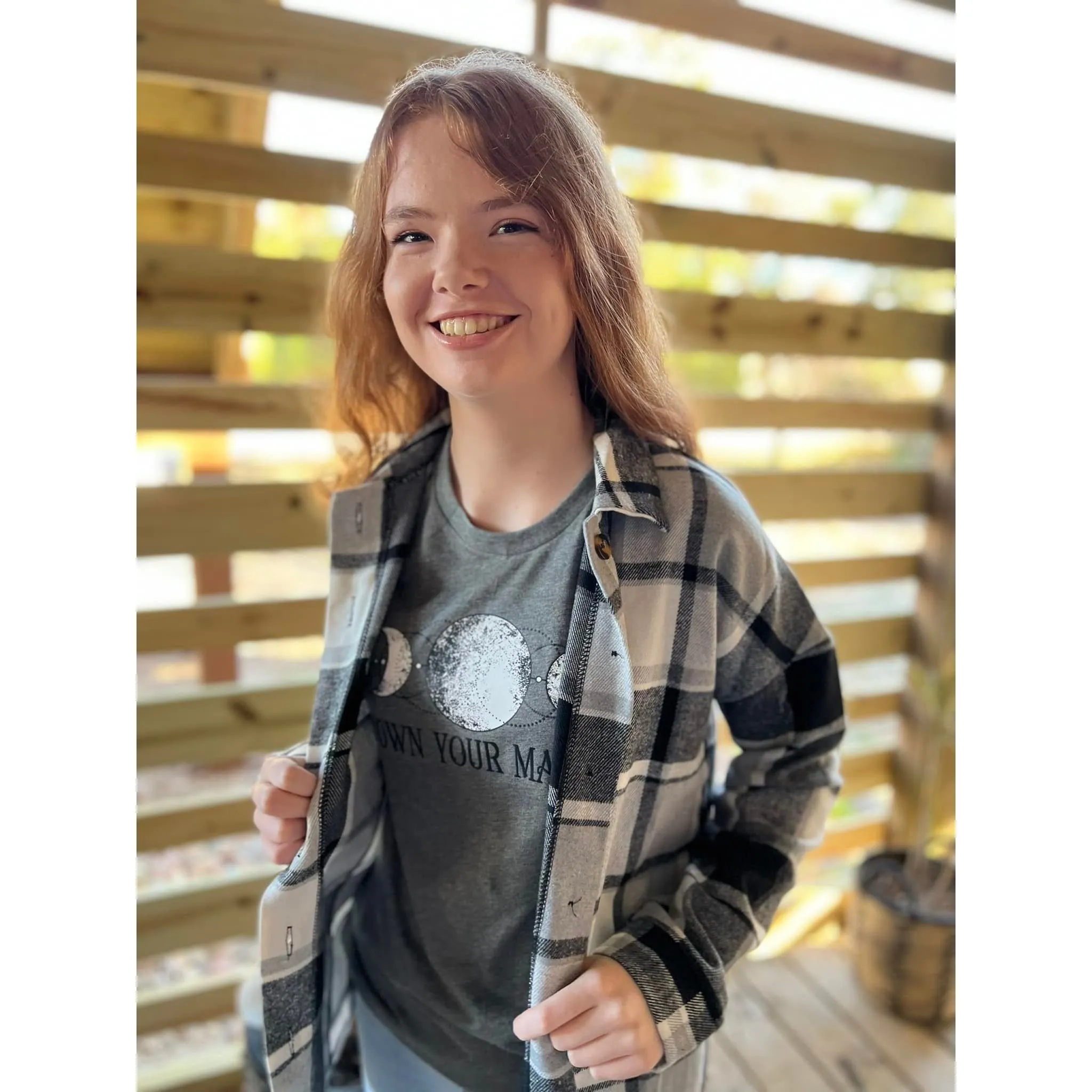 OBX brand Plaid Flannel Jacket Shacket in Black and Pink