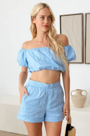 Off Shoulder Crop Top and Shorts Set