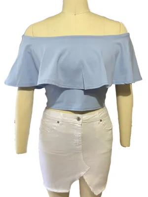 Off Shoulder Frill Crop Top