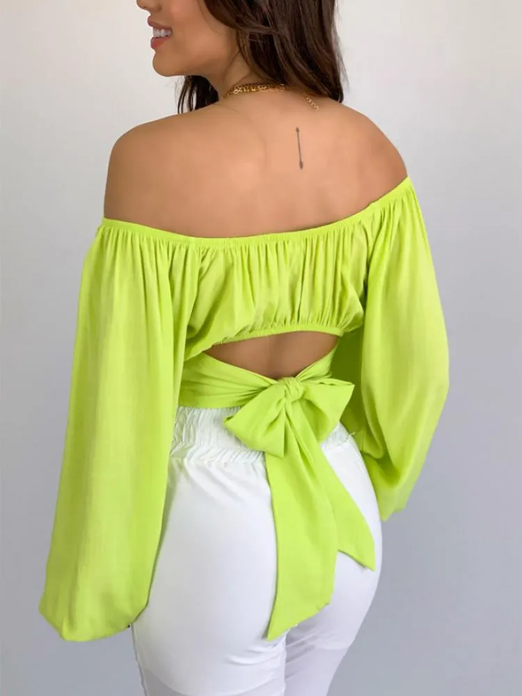 Off Shoulder Ruched Crop Top