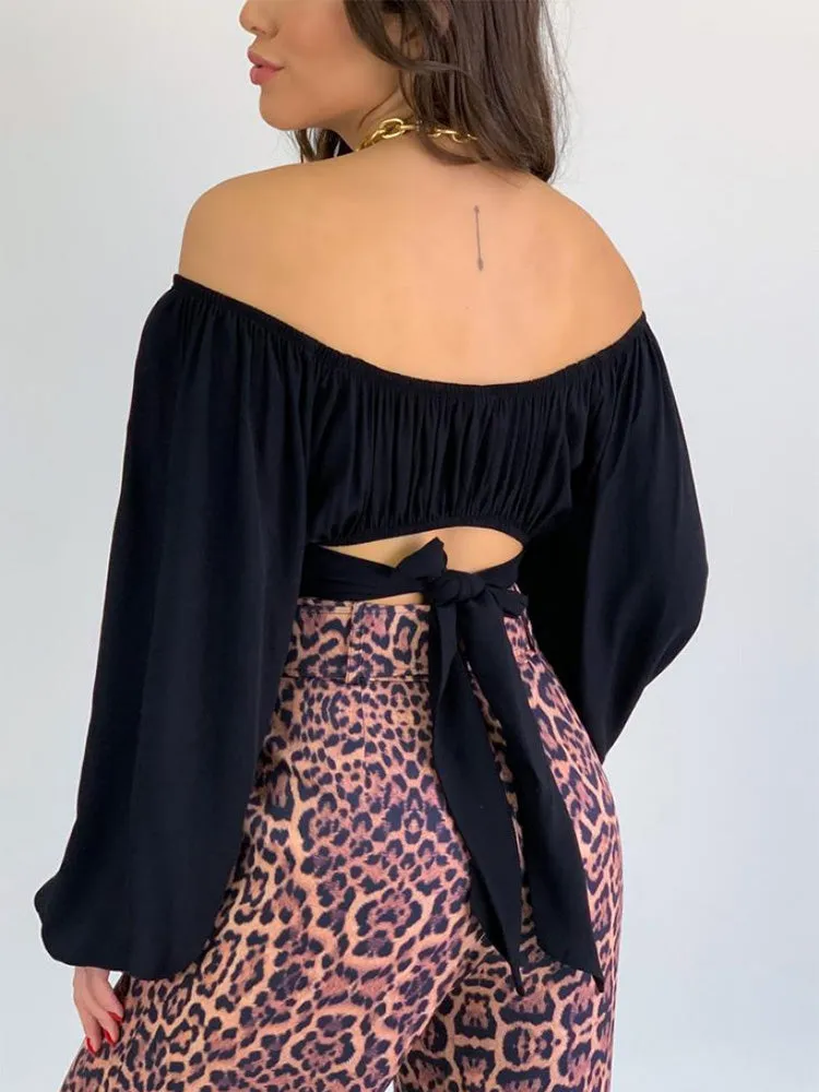 Off Shoulder Ruched Crop Top