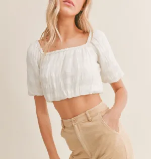 Off Shoulder Short Sleeve Crop Top