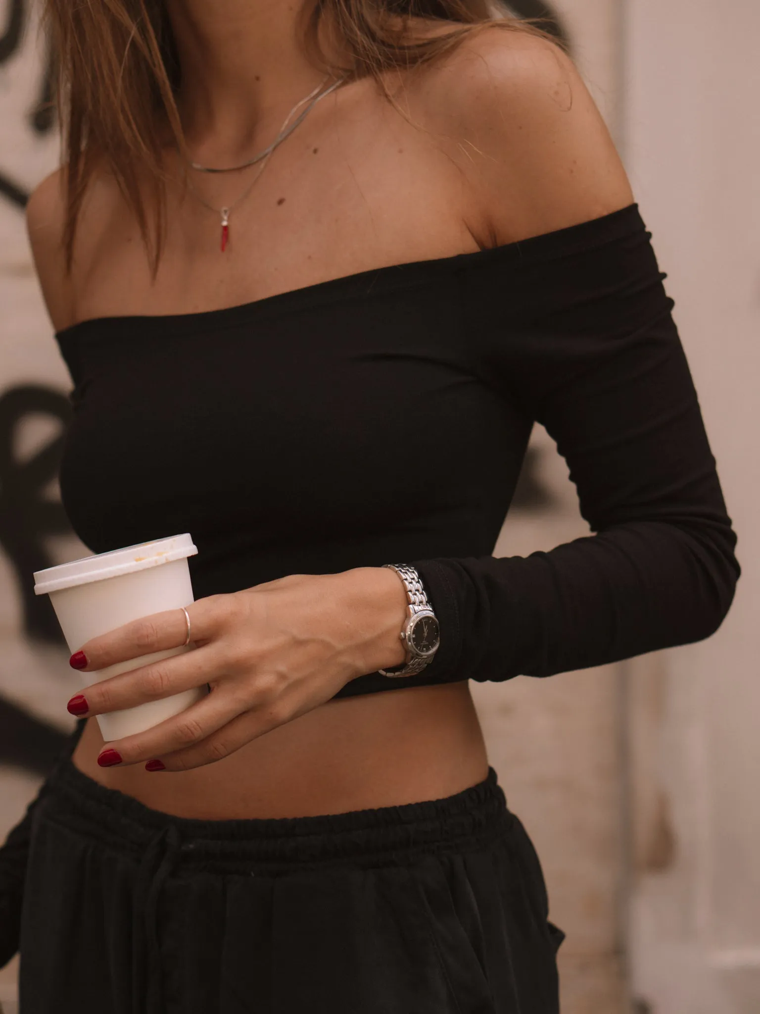 OFF SHOULDER SOFT TOP - BLACK
