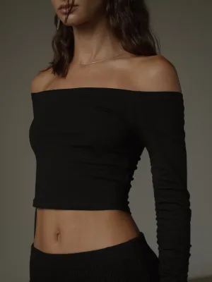 OFF SHOULDER SOFT TOP - BLACK