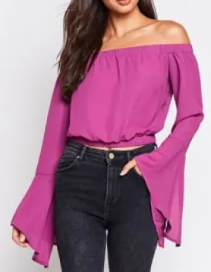 Off The Shoulder Bell Sleeve Crop Top