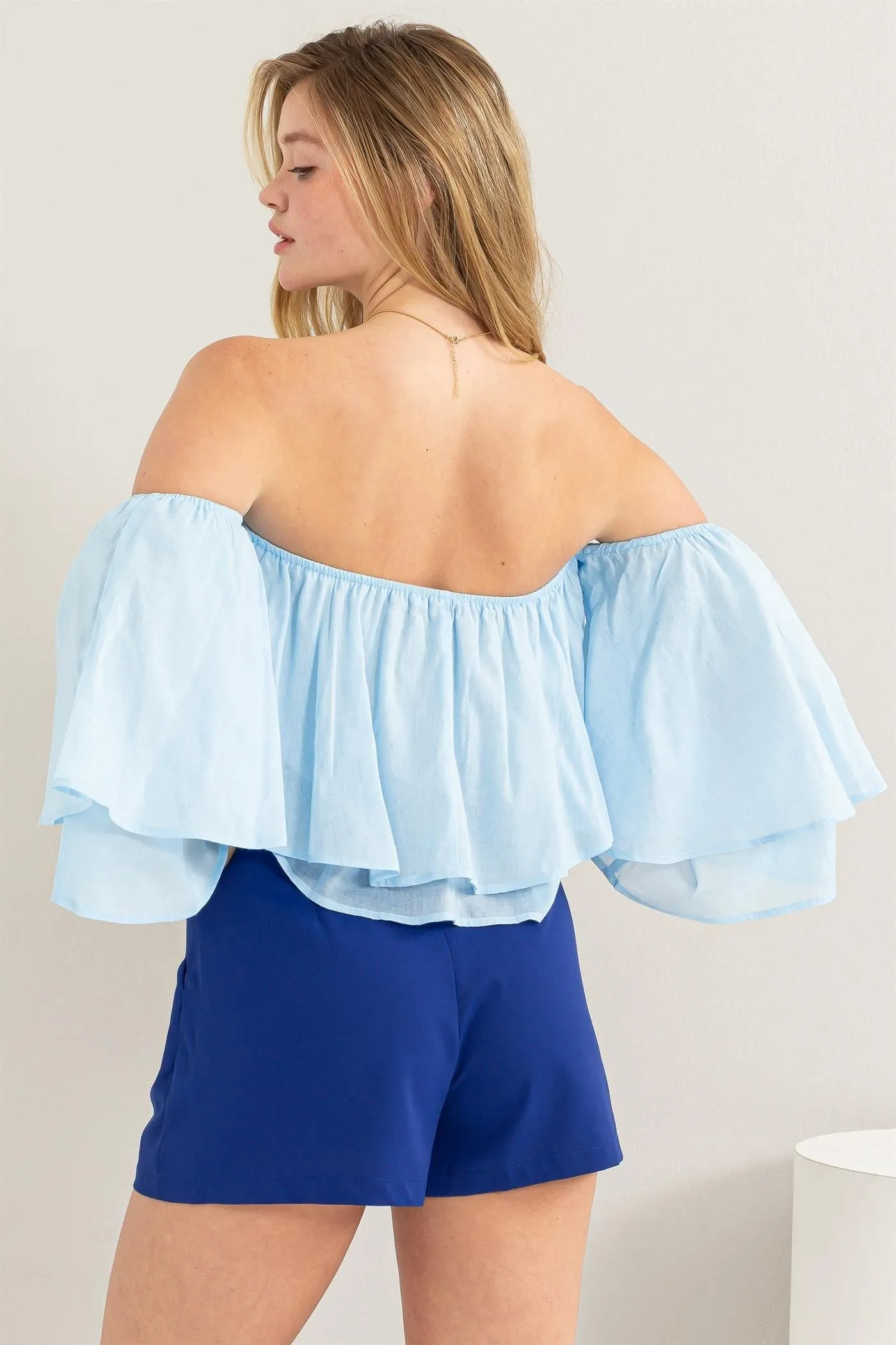 Off the Shoulder Tiered Crop