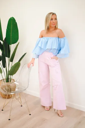 Off the Shoulder Tiered Crop