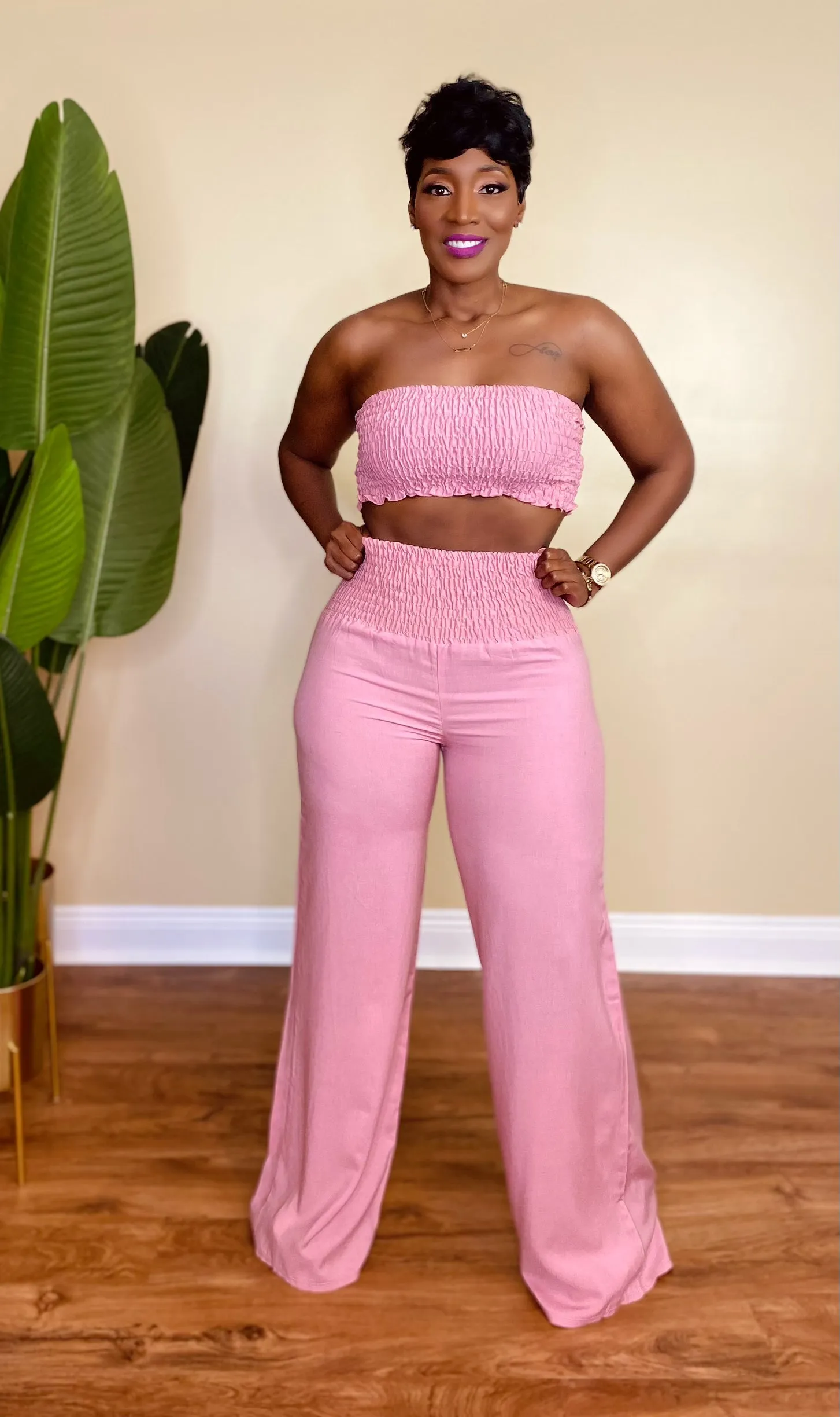 OFF TO PARADISE PANTS SET (ROSE PINK)