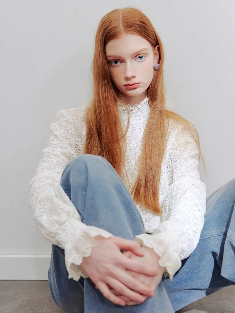 off-white lace off-shoulder shirt