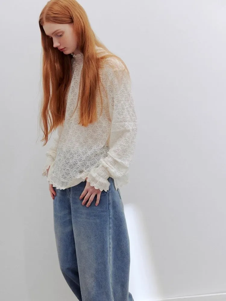 off-white lace off-shoulder shirt
