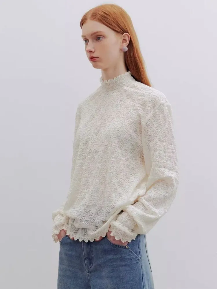 off-white lace off-shoulder shirt