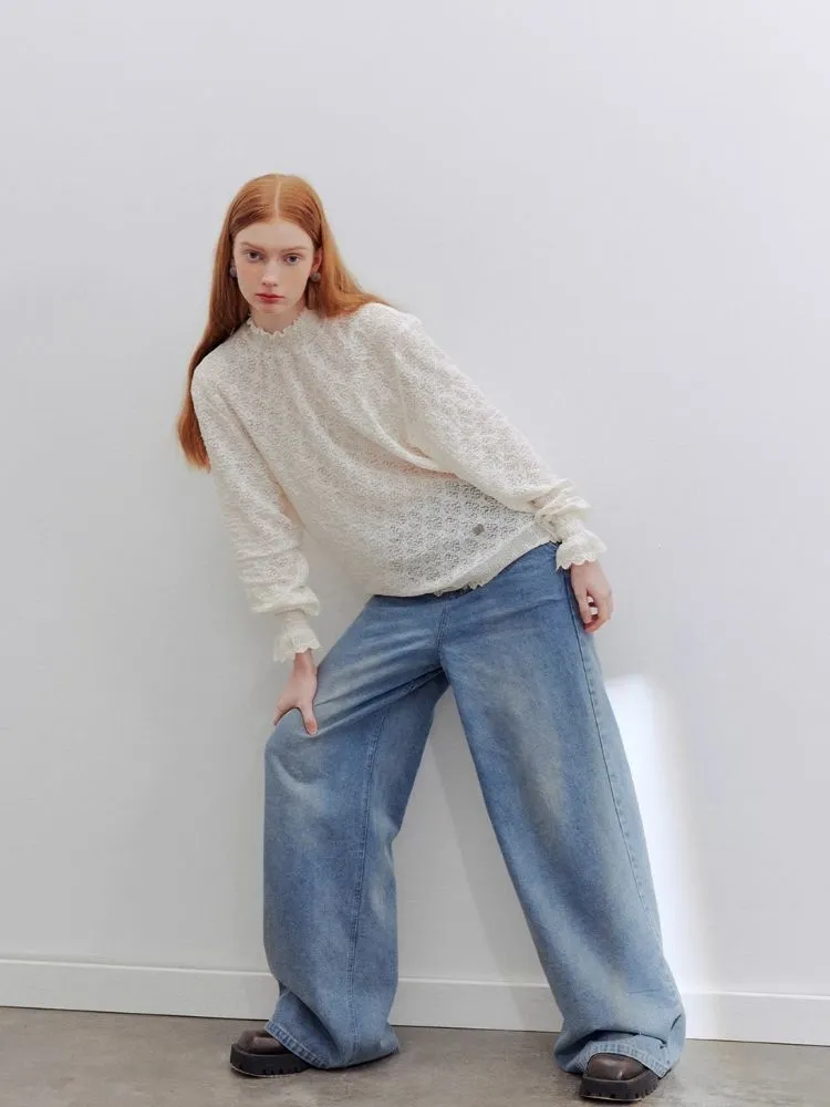off-white lace off-shoulder shirt