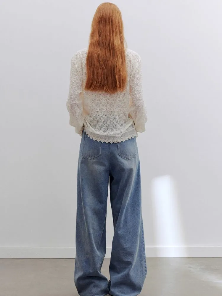 off-white lace off-shoulder shirt