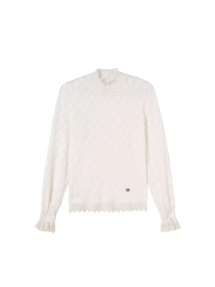 off-white lace off-shoulder shirt
