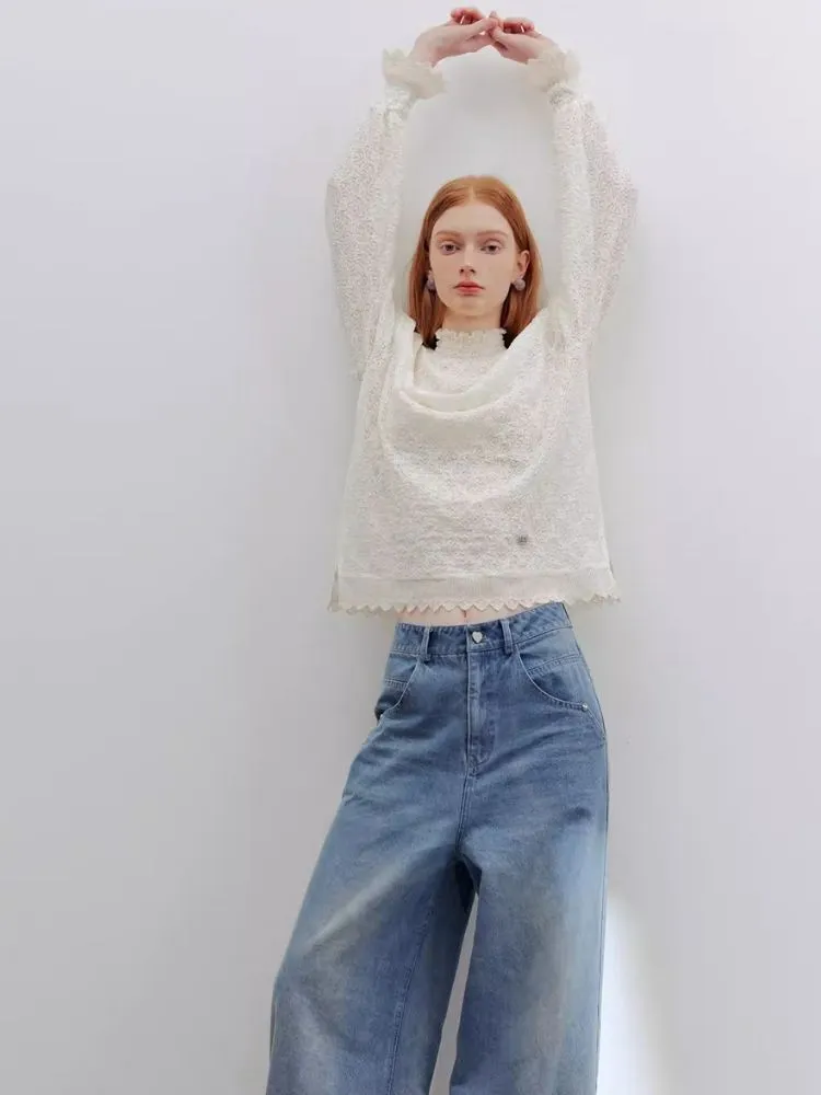 off-white lace off-shoulder shirt