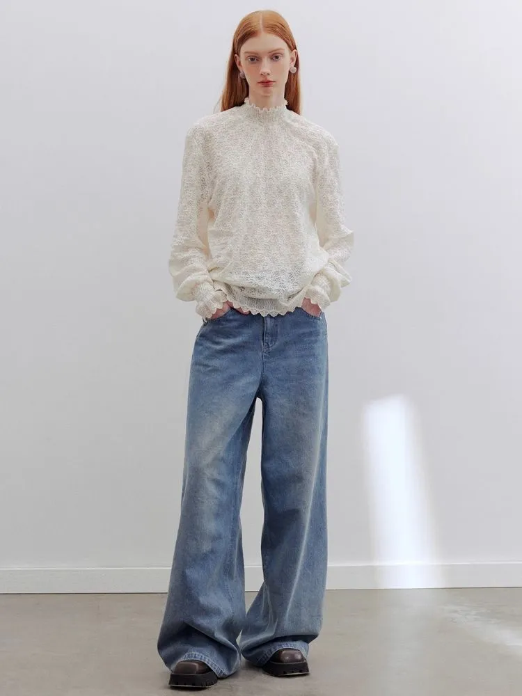 off-white lace off-shoulder shirt