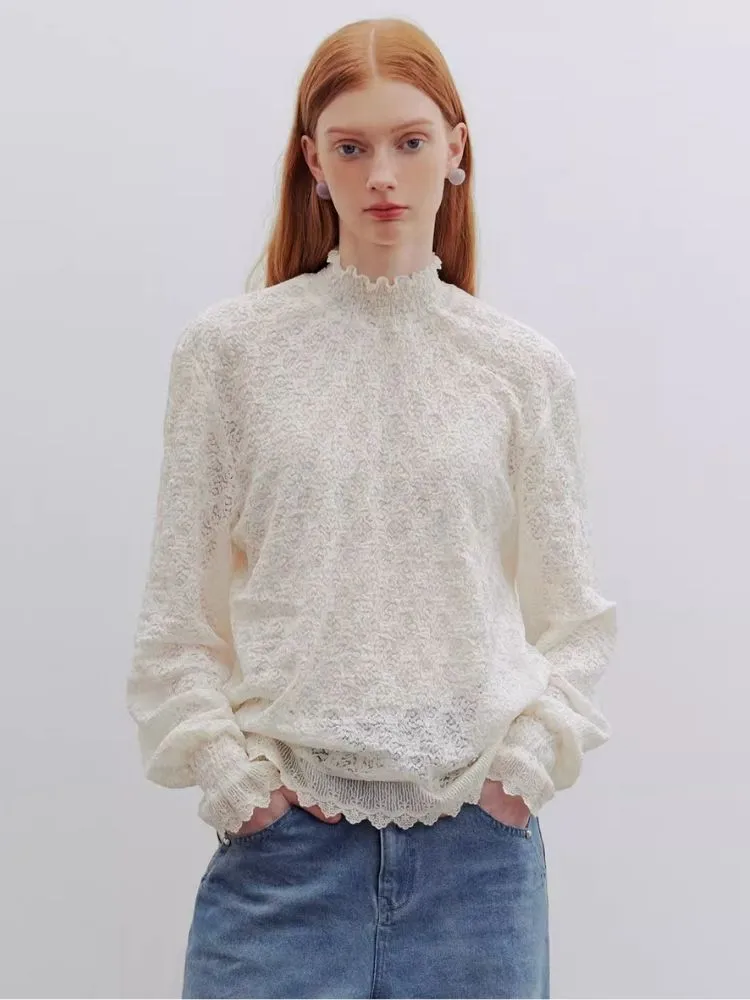 off-white lace off-shoulder shirt