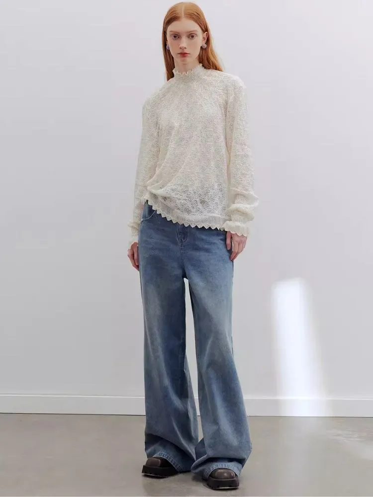 off-white lace off-shoulder shirt