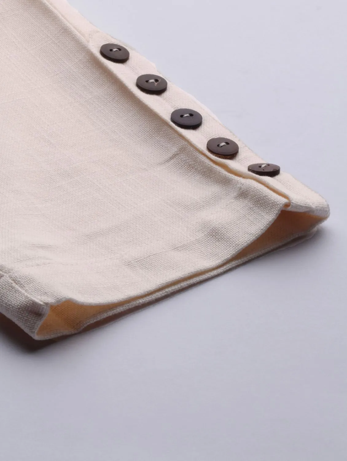 Off White Solid Cotton Slub Pants
