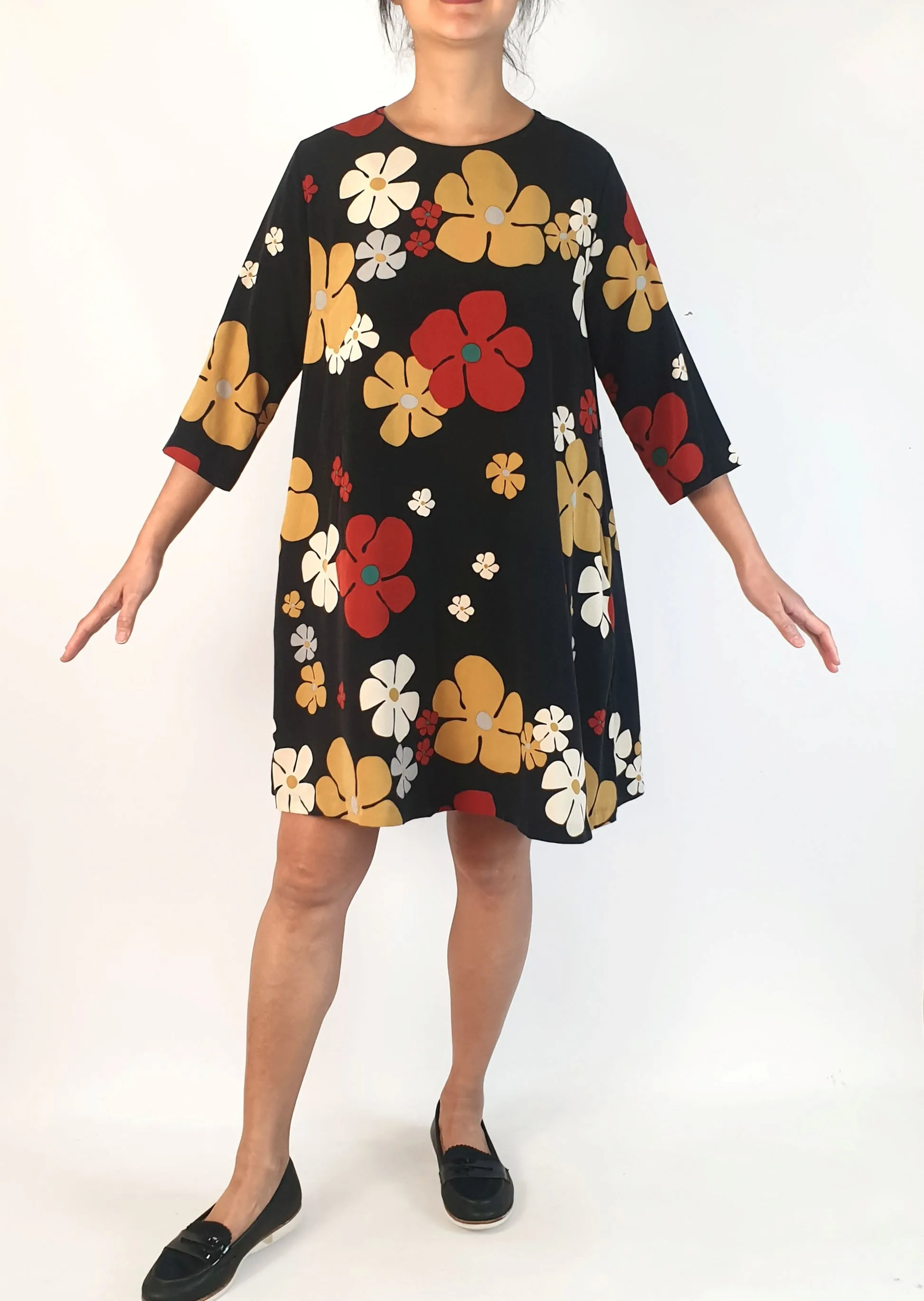Olga De Polga 60s vibe flower print long sleeve dress - one size, best fits 10