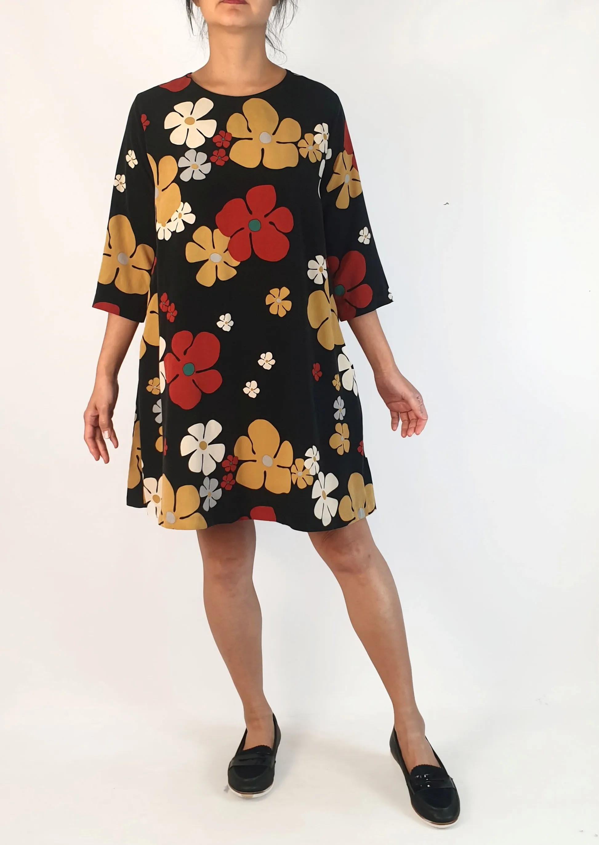 Olga De Polga 60s vibe flower print long sleeve dress - one size, best fits 10