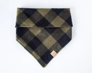 Olive Plaid Flannel Dog Bandana (Personalization Available)