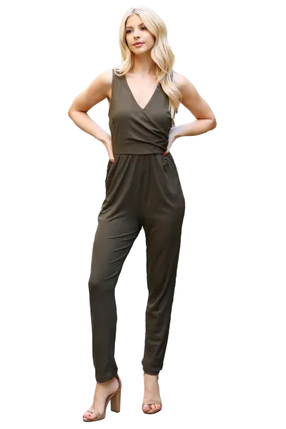 Olive Plus Size Surplice Jumpsuit - Pack of 6