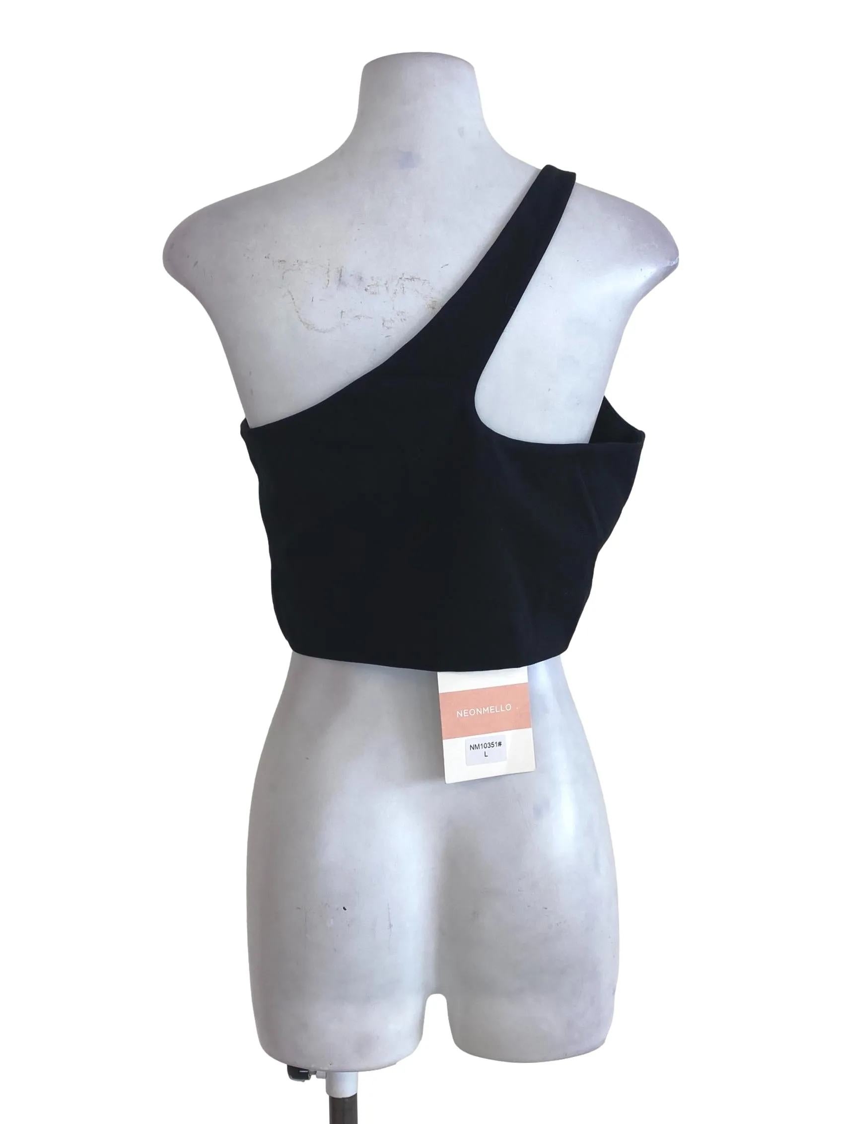 One Shoulder Black Crop Top